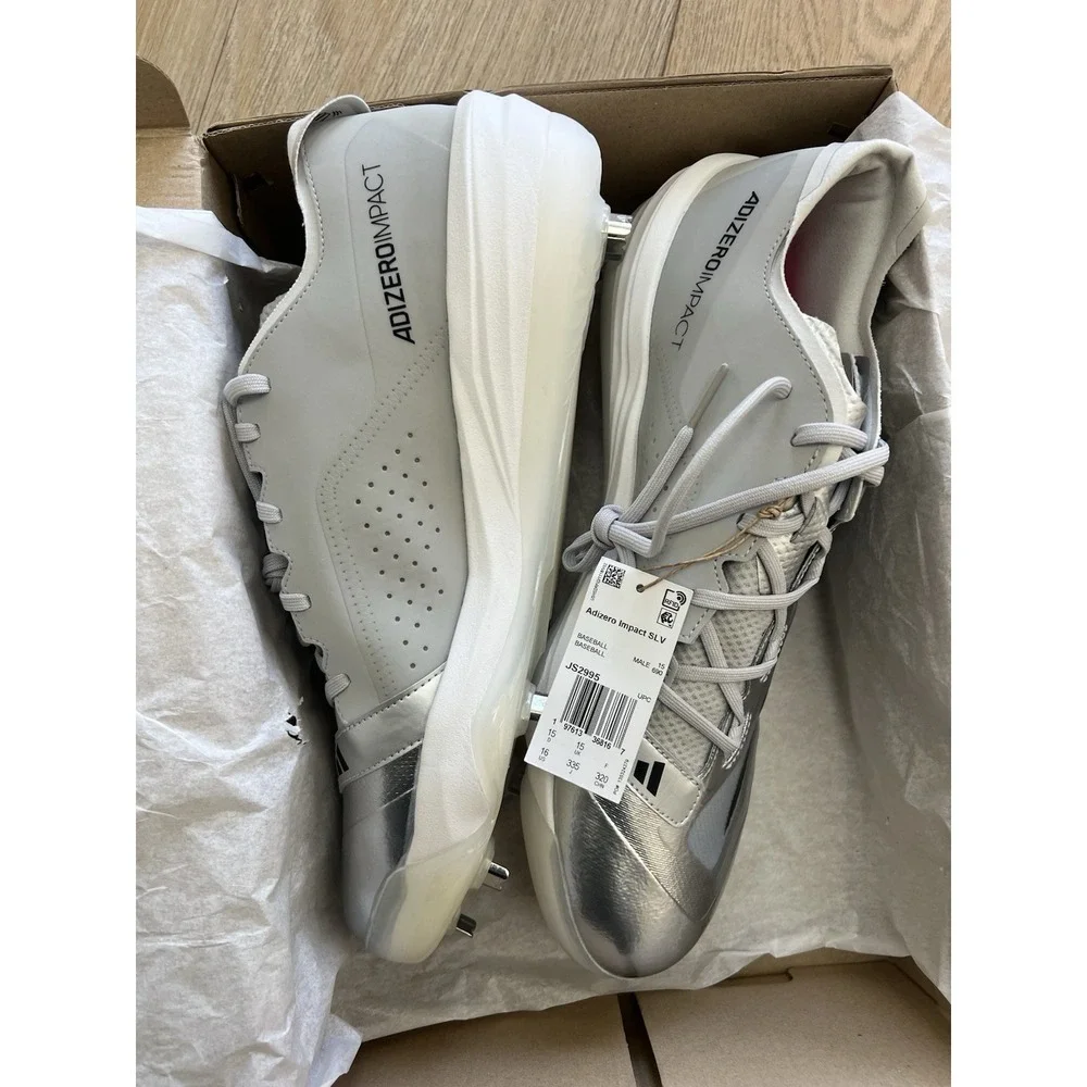 Adidas Mens Adizero Impact Silver Speed Baseball, Silver Metallic/Black/Grey, 16